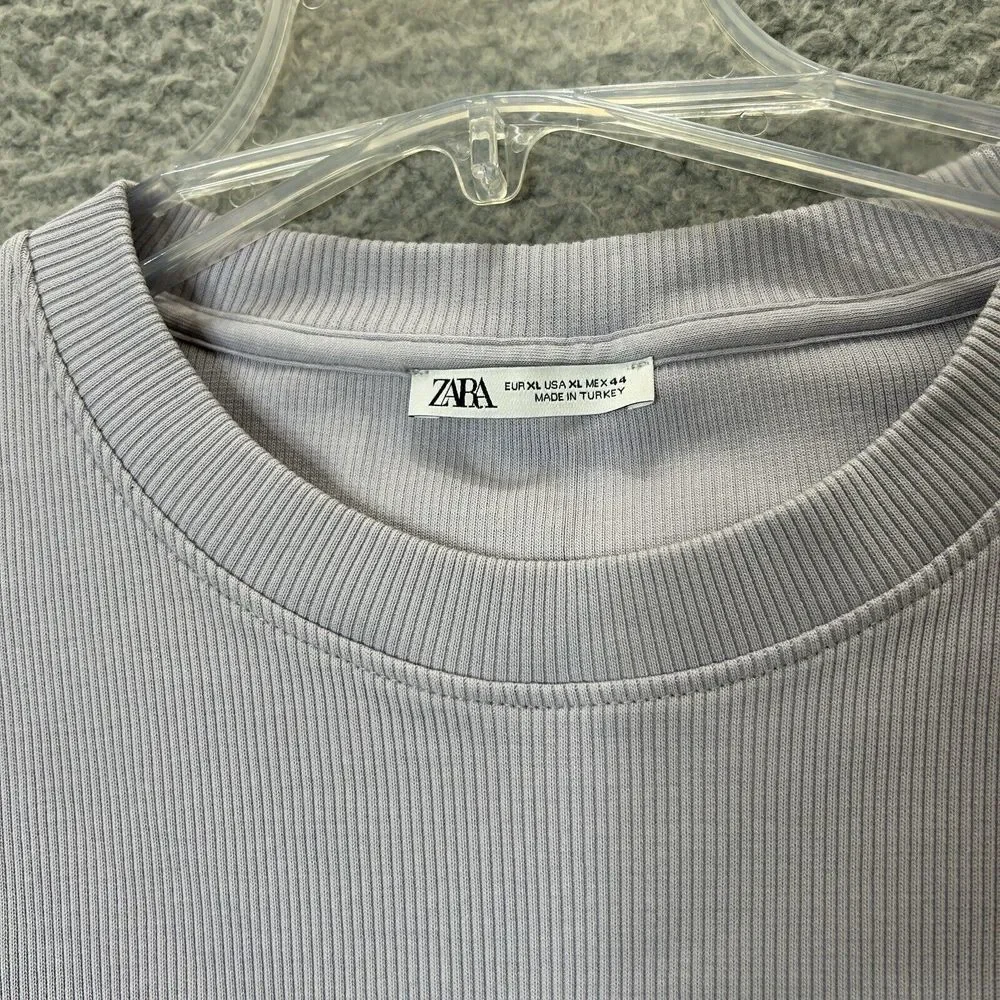 Zara Sweater Vest Mens Extra Large Lilac Textured‎ Ribbed Relax Fit Crew Neck